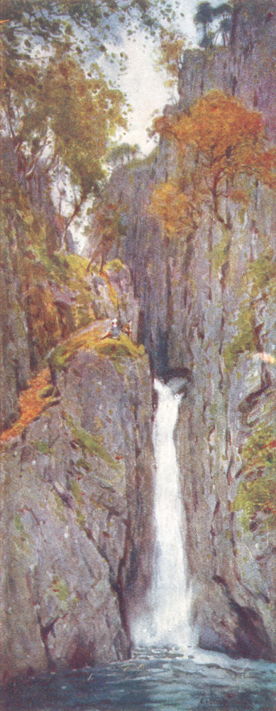 CUMBRIA. Lake district. Dalegarth force, Eskdale 1908 old antique print